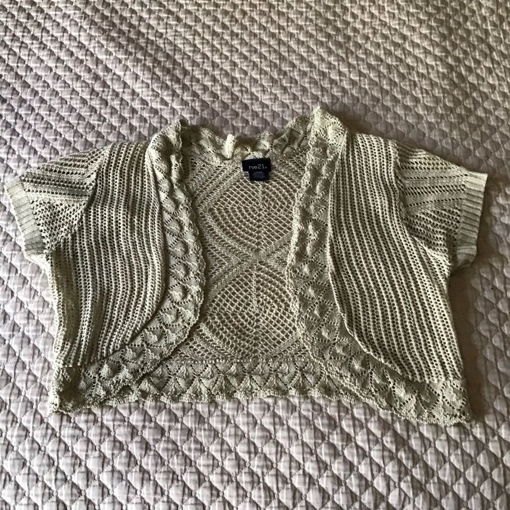 Tan lace knit cardigan/shrug